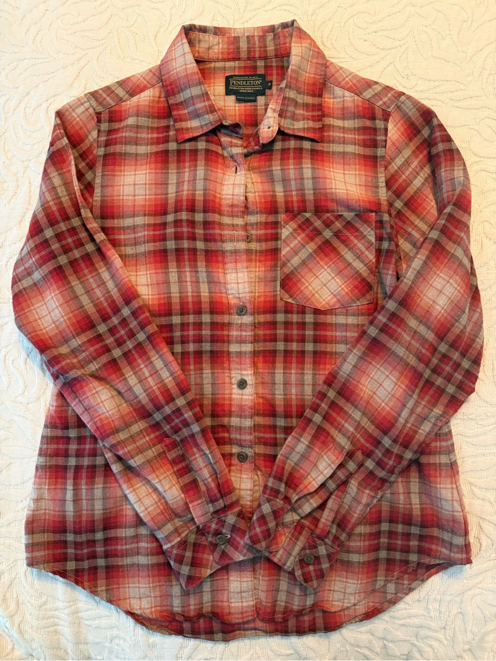 Pendleton Red and Cream Plaid Button-Down Shirt